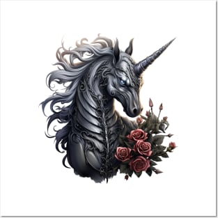 Gothic Unicorn Roses Posters and Art